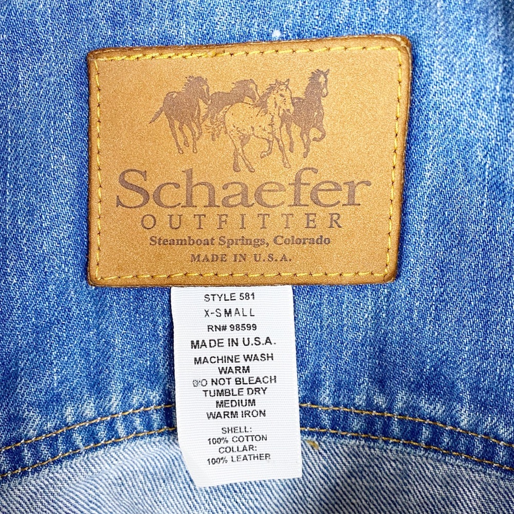VINTAGE SHAEFER denim & leather jean jacket sh3 - Picture 5 of 8